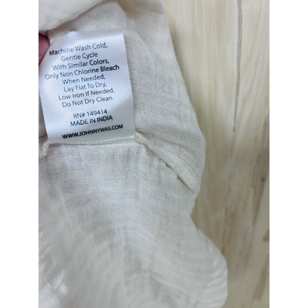 Johnny Was Cotton Tiered Midi Sundress Striped Carana Cream XS Vacation - Picture 6 of 7